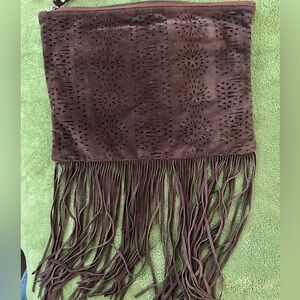 Western Leather Clutch With Fringe